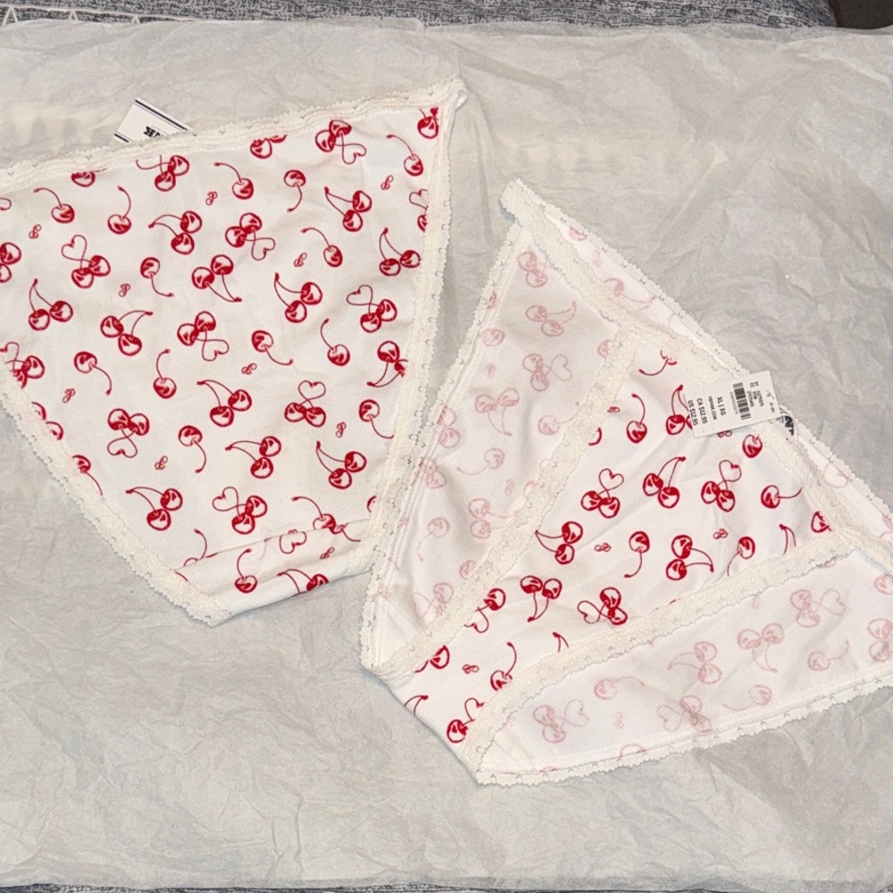 🍒 PINK Victoria's Secret Cherry Panties 2-Pair NWT 🍒